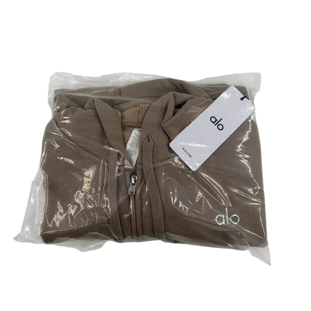 Alo Yoga Accolade Full Zip Hoodie Gravel Size M